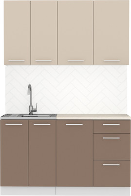Кухонный гарнитур Артём-Мебель Оля СН-114 без стекла МДФ 1.4м (веллюто латте/веллюто мокко)