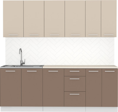 Кухонный гарнитур Артём-Мебель Оля СН-114 без стекла МДФ 2.2м (веллюто латте/веллюто мокко)