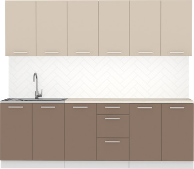 Кухонный гарнитур Артём-Мебель Оля СН-114 без стекла МДФ 2.4м (веллюто латте/веллюто мокко)