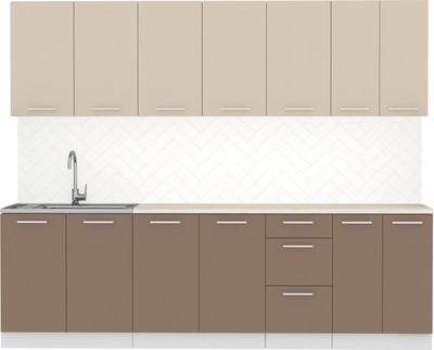 Кухонный гарнитур Артём-Мебель Оля СН-114 без стекла МДФ 2.6м (веллюто латте/веллюто мокко)