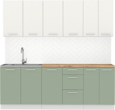 Кухонный гарнитур Артём-Мебель Оля СН-114 без стекла МДФ 2.2м (веллюто ванила/веллюто фисташка)