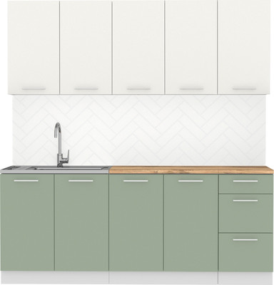 Кухонный гарнитур Артём-Мебель Оля СН-114 без стекла МДФ 2.0м (веллюто ванила/веллюто фисташка)