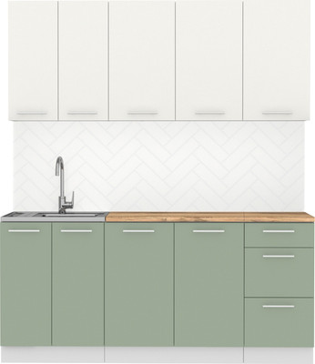 Кухонный гарнитур Артём-Мебель Оля СН-114 без стекла МДФ 1.8м (веллюто ванила/веллюто фисташка)