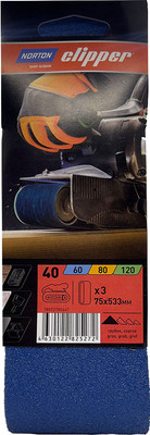 Набор шлифлент Norton 75х533мм Р40 / 78072780447 (3шт)