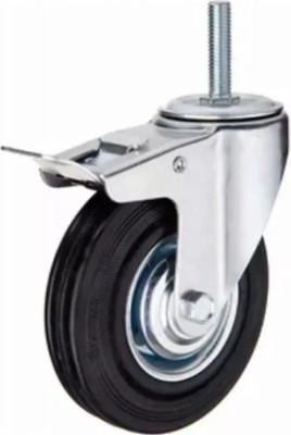 Колесо для тележки складской TOR SCtB 80 200мм резина с болтом и тормозом F / 1027181