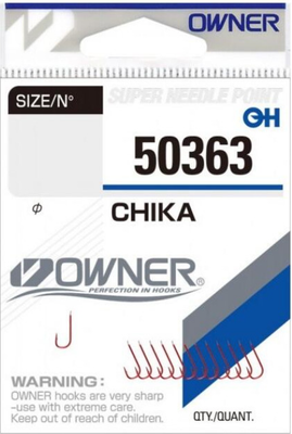 Набор крючков рыболовных Owner Chika red №24 / 50363-24 (13шт)