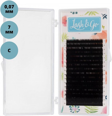 Ресницы для наращивания Lash&Go 7мм С 0.07мм (16 линий, черный)
