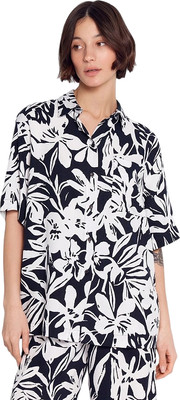 Рубашка Mark Formelle 112855/1 (р.170-92-98, белые цветы на черном)