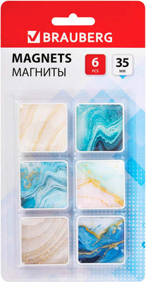 Набор магнитов Brauberg Glass. Мрамор / 272512 (6шт)