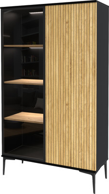 Шкаф с витриной Interline Linea-13 с подсветкой (дуб гринвич/черный)