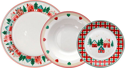 Набор тарелок Andrea Fontebasso Atollo Christmas Conversation / AJ070182845 (18шт)