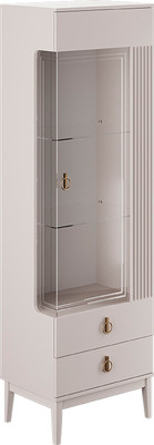 Шкаф с витриной Bravo Мебель Фарго 1-дв. Правый ЛДСП  (персидский жемчуг/лак льняной)