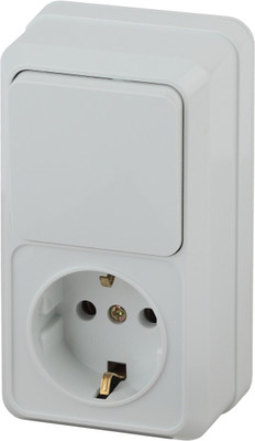 Блок выключатель+розетка INTRO Quadro 2-705-01 / Б0053882 (белый)