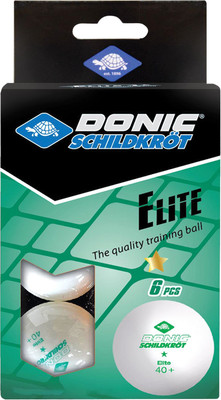 Набор мячей для настольного тенниса Donic Schildkrot Elite 1* 40+ / 608510 (6шт, белый)