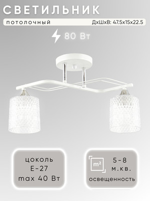 Потолочный светильник Aitin-Pro НПБ 02-2x60-101 / 6204/2 (белый/хром)