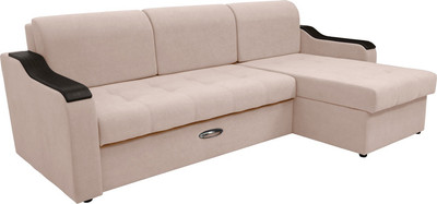 Диван угловой Сириус Лидер-3 с оттоманкой НПБ 260x165 (Eva 01 велюр белый)