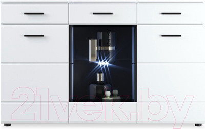 Тумба Империал Йорк 2д1в2ящ (белый жемчуг/белый глянец)