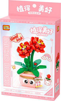 Микроконструктор LOZ Красные цветы в горшочке / 8841_MK