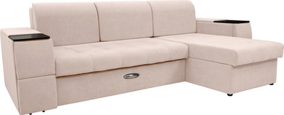 Диван угловой Сириус Лидер-13 с оттоманкой ППУ 285x165 (Eva 01 велюр белый)