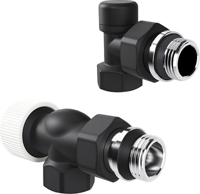 Комплект кранов для инженерного подключения Royal Thermo Design 1/2" М30x1.5 (осевой, черный)