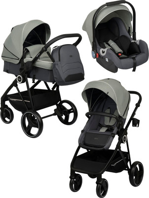 Детская универсальная коляска INDIGO Shuttle 3в1 (оливковый/серый)