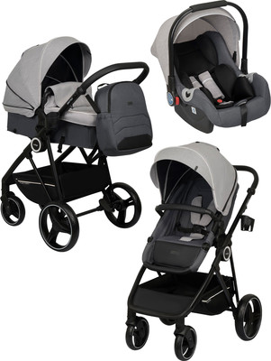 Детская универсальная коляска INDIGO Shuttle 3в1 (светло-серый/темно-серый)