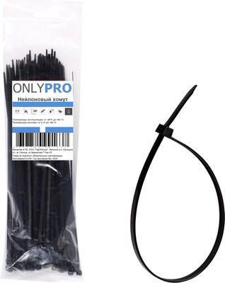 Набор хомутов червячных OnlyPro 3.6x200мм / 99646 (100шт, черный)