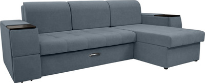 Диван угловой Сириус Лидер-13 с оттоманкой НПБ 285x165 (Eva 10 велюр серый)