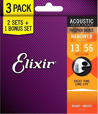 Струны для акустической гитары Elixir Strings 16546 13-56 Bonus Set