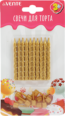 Набор свечей для торта deVente Gold / 9060915 (10шт)
