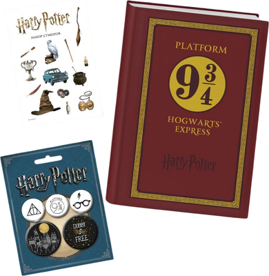 Записная книжка Бомбора Гарри Поттер. Платформа 9 и 3/4+стикеры и значки / 9785041991753