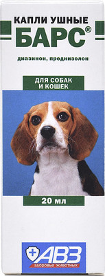 Капли для лечения ушей у животных Агроветзащита Барс (20мл)
