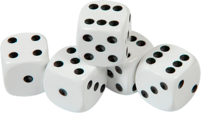 Набор кубиков для настольной игры Звезда D6 16мм / 1213 (5шт, белый с черными точками)