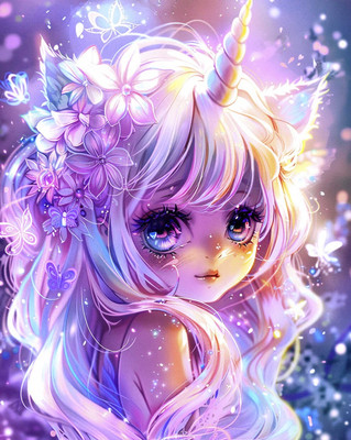 Набор алмазной вышивки Феникс+ Девочка-единорог / 68584