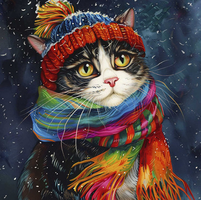 Набор алмазной вышивки Феникс+ Зимний кот / 68601