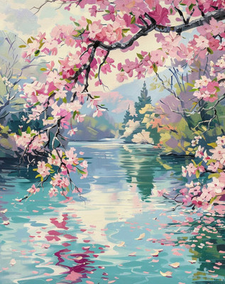 Набор алмазной вышивки Феникс+ Сакура у реки / 68649