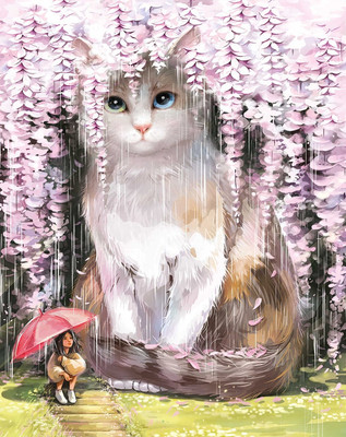 Набор алмазной вышивки Феникс+ Кот в сакуре / 68653