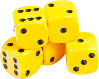 Набор кубиков для настольной игры Звезда D6 16мм / 1225 (5шт, желтый с черными точками)