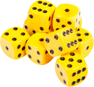 Набор кубиков для настольной игры Звезда D6 16мм / 1226 (10шт, желтый с черными точками)