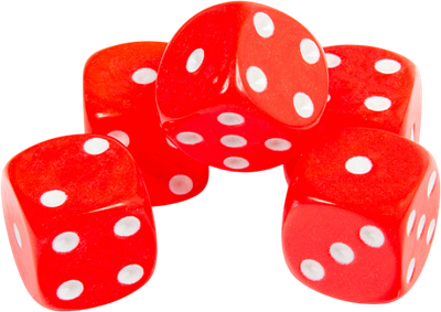 Набор кубиков для настольной игры Звезда D6 16мм / 1229 (5шт, красный с белыми точками)