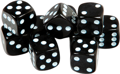 Набор кубиков для настольной игры Звезда D6 16мм / 1238 (10шт, черный с белыми точками)