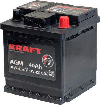 Автомобильный аккумулятор KrafT AGM 40 R 420A / AGM-L0 (40 А/ч)