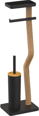 Стойка для туалетной бумаги с ершиком Caspian 90044 (черный/дерево)