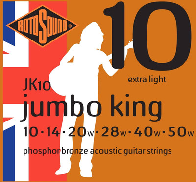 Струны для акустической гитары Rotosound JK10 Jumbo King Strings Phosphor Bronze
