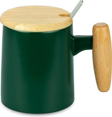 Кружка с ложкой Solmax&Home TW06828 (зеленый)