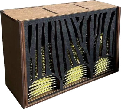 Органайзер для чайных пакетиков ОМурМебель Вертикальный с резкой (зебра черный)