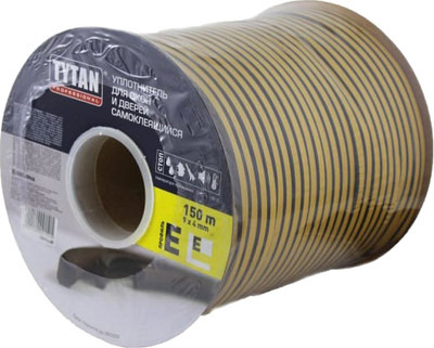 Лента уплотнительная Tytan Professional Для окон и дверей Е 150мx9ммx4мм / 91515 (черный)