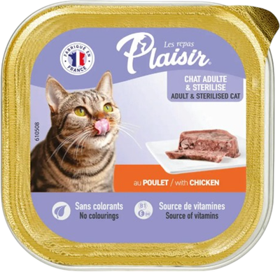 Влажный корм для кошек Plaisir паштет из курицы ламистер (100г)