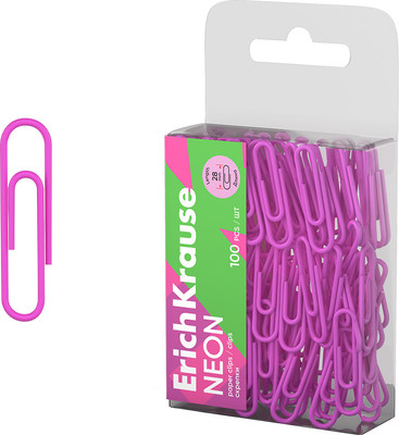 Скрепки Erich Krause Neon / 62042 (розовый)
