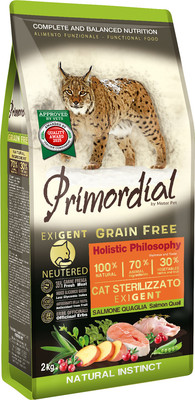 Сухой корм для кошек Primordial Cat Neutered Exi Salmon-Quail / MGSP2202 (2кг)